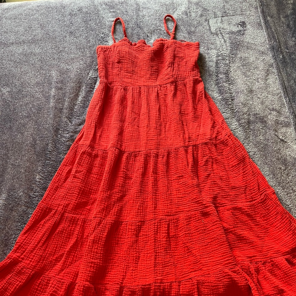 Red Maxi dress. Great for Fourth of July.
